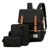 Walmeck Large Capacity Computer Backpack Fashion Business Bag Leisure Travel Bag Set with External USB Port Black