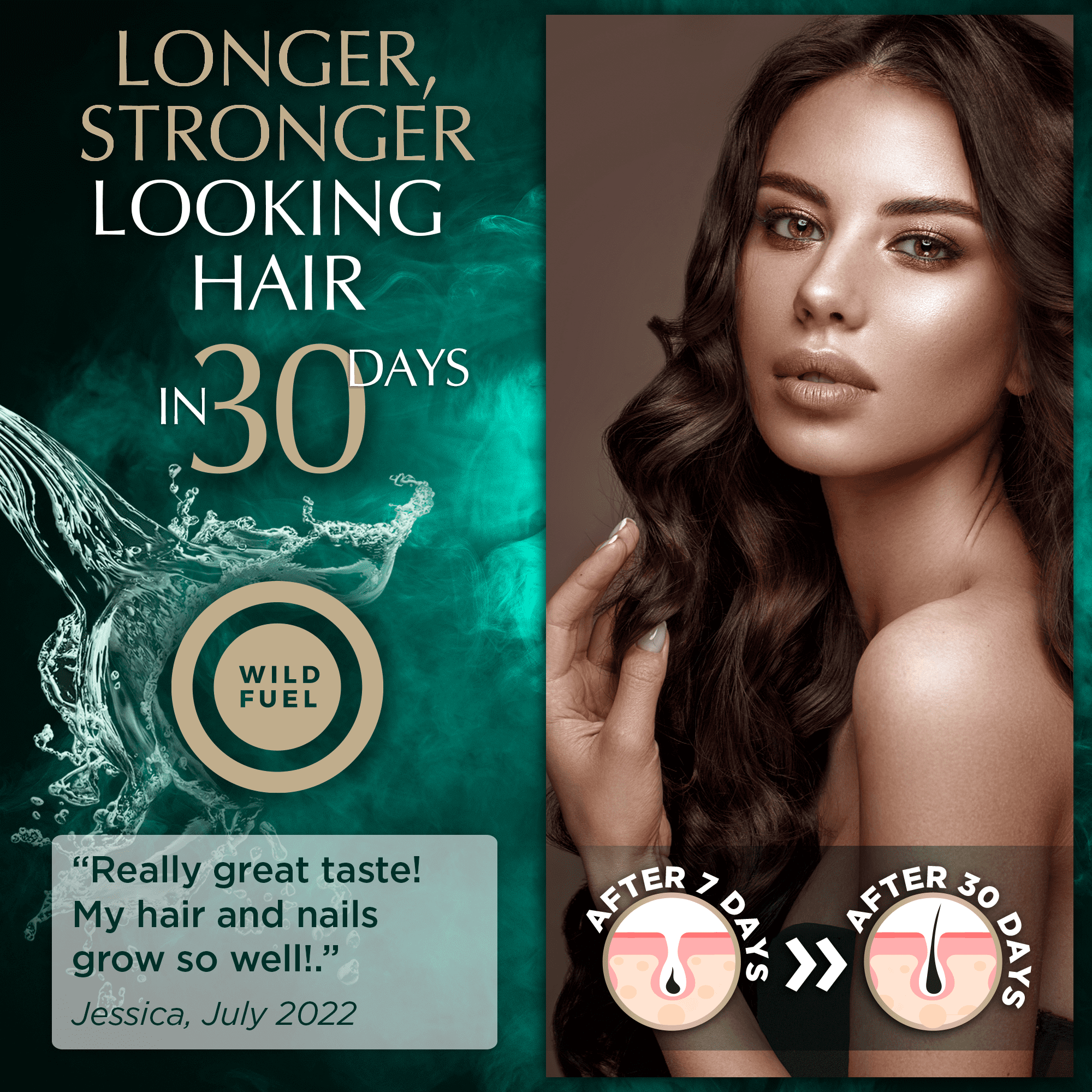 WILD FUEL Liquid Collagen Peptides with Biotin Vitamins for Hair Skin and Nails - 30,000mcg Biotin and Collagen Liquid for Women and Men - Lemon Flavor, up to 2-Month - 2 oz