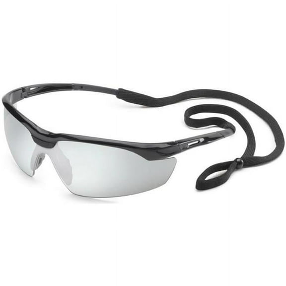 Gateway Safety 280300872 Black & Silver Mirror Conqueror Safety Glasses with Retainer