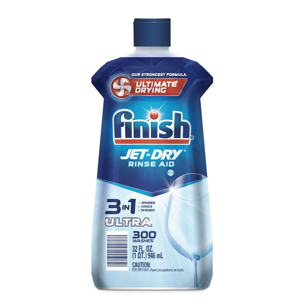 Finish JetDry Rinse Aid 32oz, Dishwasher Rinse Agent and Drying Agent