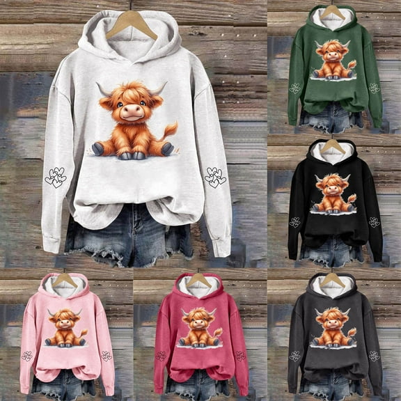 Womens Sweatshirt Ladies Western Cow Print Shirt Country Western Cow Sweatshirts Crewneck Oversized Hoodies Women Black L