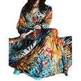 thumbnail image 3 of KEINXS Robe Maxi Bohème pour Femmes, Robe d'Été Tropicale à Fleurs, Manches Longues, Coupe Ample, Robe de Plage, 3 of 5