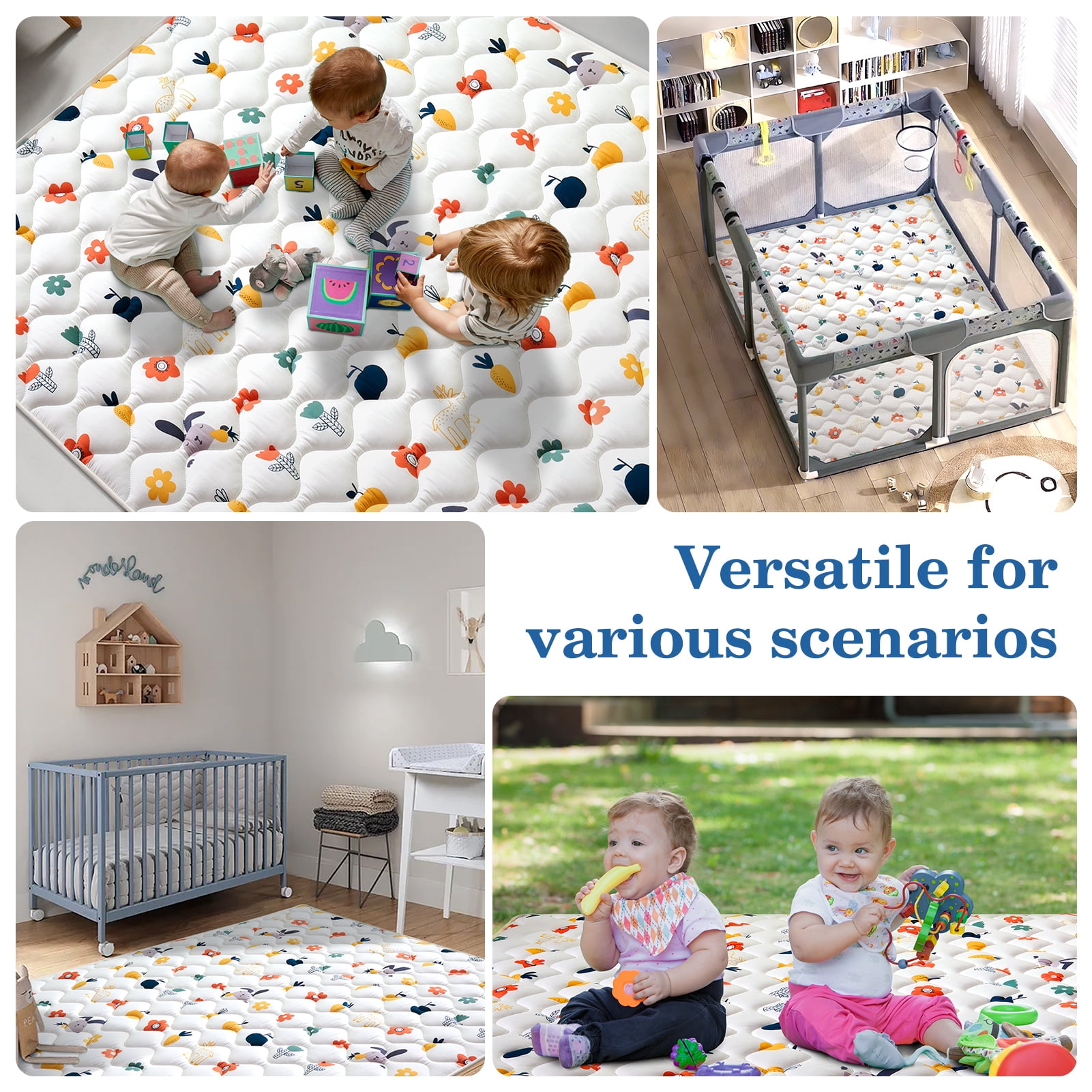 Ceekliybear Baby Play Mat 71" x 59" - Foldable Soft Foam Mat for Infants and Toddlers, Non-Slip & Machine Washable, Skin - Friendly Padded Playmat, Ideal for Playpen, Tummy Time, Travel