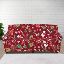 XYZCANDO Red Christmas Theme Couch slipcover for 1 Cushion Stretch Club Chair slipcover Washable Furniture Cover Cute Cover for Sofa