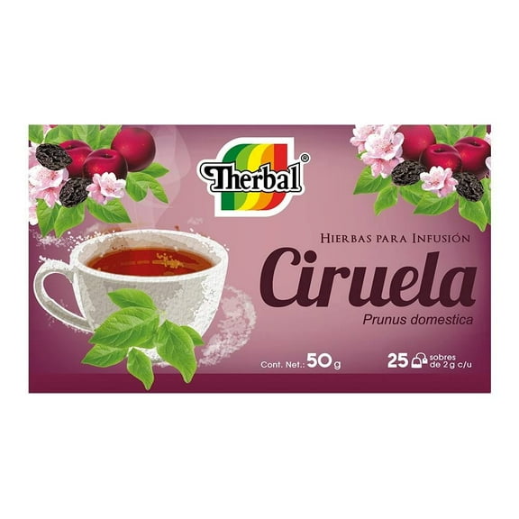 Hierbas para infusión Therbal ciruela 25 sobres de 2 g c/u