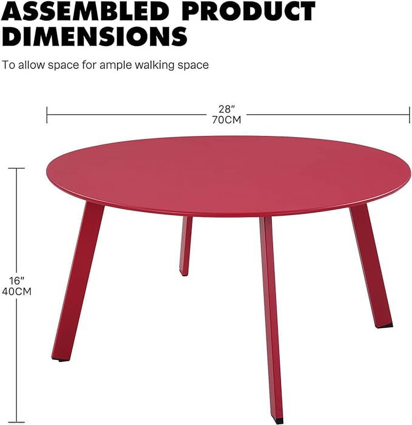 Grand Patio 28" Round Steel Outdoor Coffee Table, Red