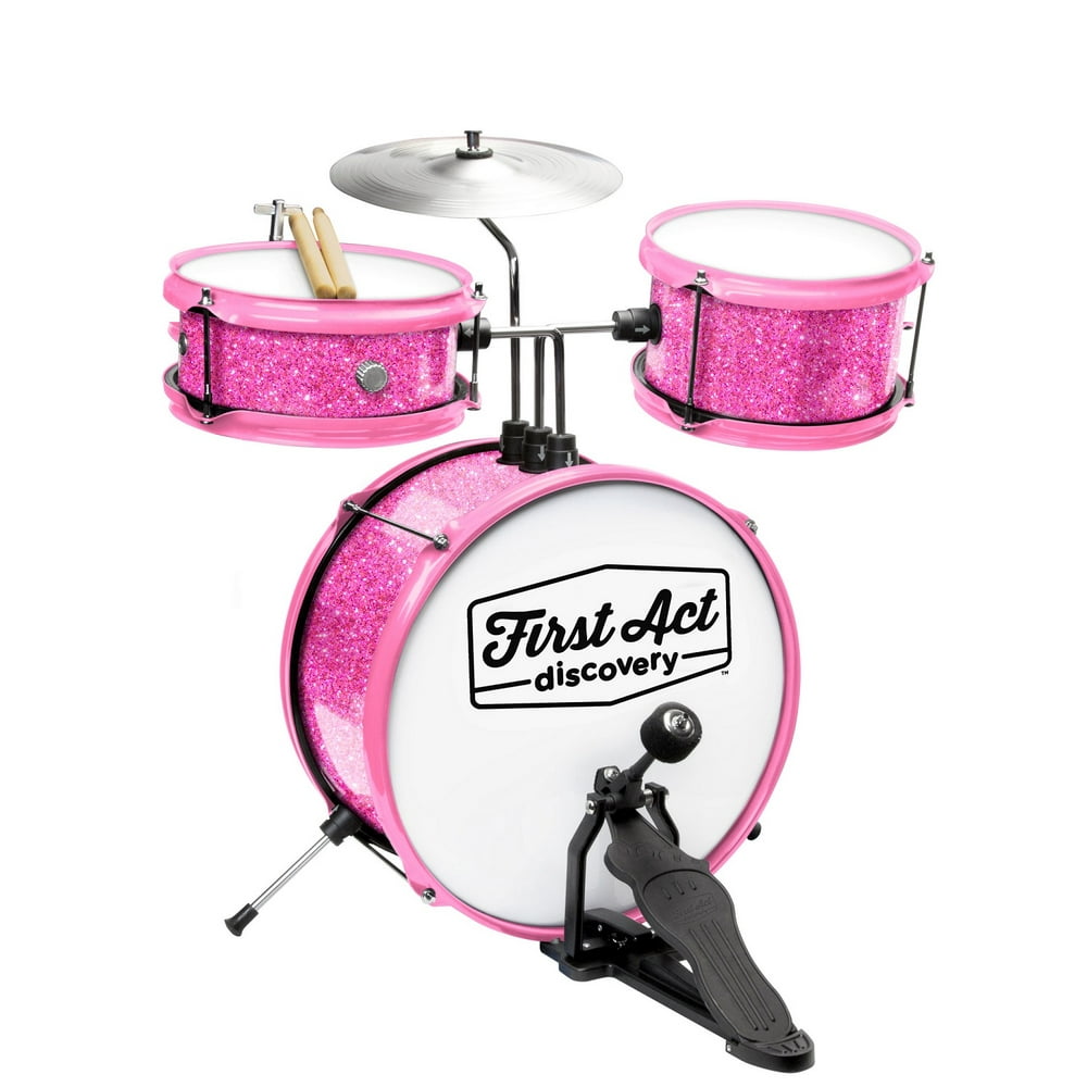 First Act Drum Set with Seat 14" Pink Sparkles
