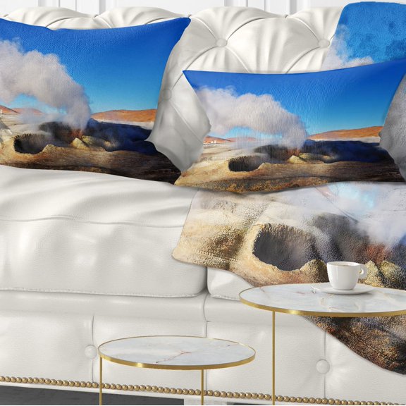 Designart Geyser Sol De Manana Bolivia - Landscape Printed Throw Pillow - 12x20