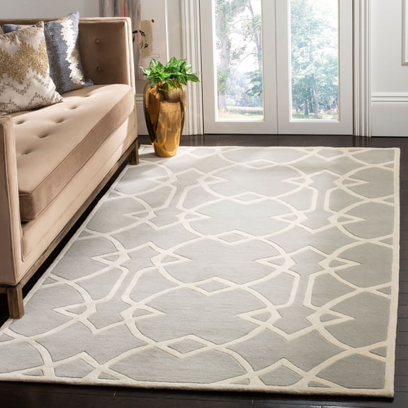 SAFAVIEH Capri Jonathon Geometric Wool Area Rug, Grey/Ivory, 4' x 6'