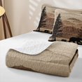 thumbnail image 4 of Manfei Retro Bear Family Quilt King, Nature Landscape King Coverlet Set, Brown Tan, Gray Reversible, 3pcs, 1 Bedspread and 2 Pillowcases, 4 of 7