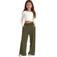 thumbnail image 4 of Kids Boys Sweatpants Elastic Waist Relaxed Fit Casual Pants with Pockets Girls Solid Pants Army Green Sweatpants for Boys Girls Little Girls Clothes 11-12 Years, 4 of 5