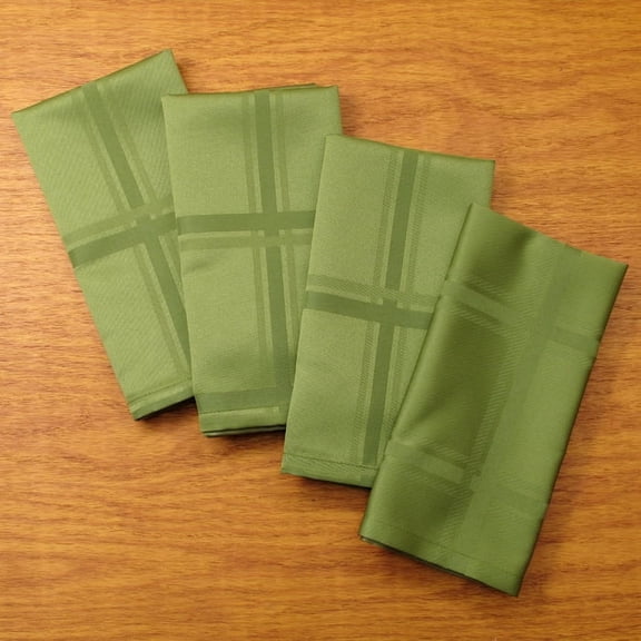 Lattice Woven Easy Care Microfiber Fabric Dinner Napkin, Set of 4 (Moss)