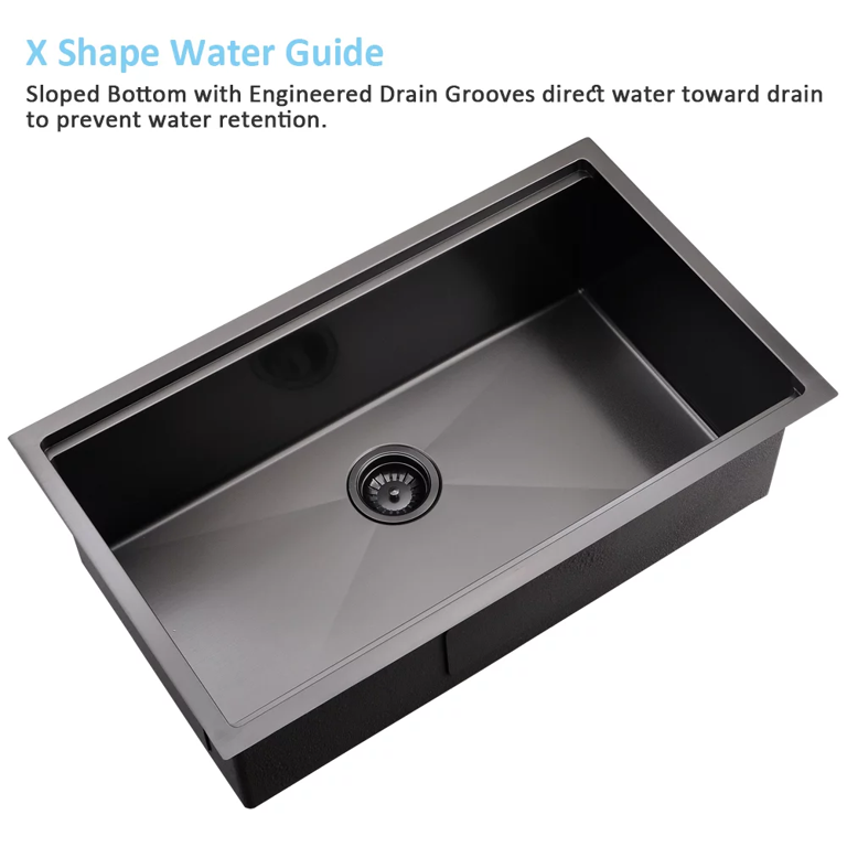 Stainless Steel Black Kitchen Sink 10.24*19.69 Rack Storage