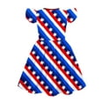 thumbnail image 4 of Jinhomg Toddler Girls Holiday Dresses Cute Star Striped Print Midi Dress Casual Ruffle Flutter Sleeve Party Dresses Patriotic 4Th Of July American Flag Outfits Red 140, 4 of 5
