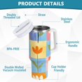 thumbnail image 2 of Yayeee 40oz Stainless Steel Tumbler with Straw and Handle Double-Wall Insulated Travel Water Bottle, Blue Flowers, 2 of 8