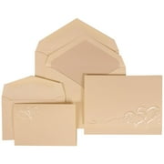 JAM Paper® Wedding Invitation Combo Sets, 1 Small & 1 Large, Ivory Card with Pearl Lined Envelope and Entwined Hearts, 150/pack