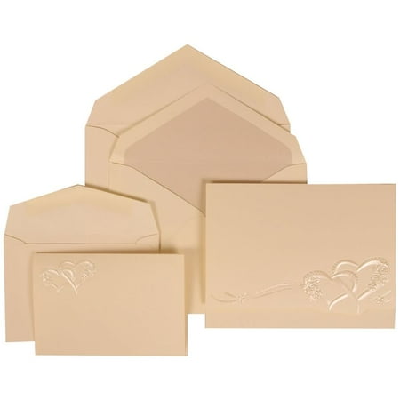 JAM Paper® Wedding Invitation Combo Sets, 1 Small & 1 Large, Ivory Card with Pearl Lined Envelope and Entwined Hearts, 150/pack