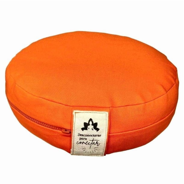 Zafu Cojín de Meditación para Meditar y Hacer Yoga Artesanal Orgánico Ecológico Hecho por Artesanas Mexicanas (Naranja)