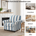 thumbnail image 4 of DREAMSIDEA Square Accent Chair Upholstered Striped Armchair for Living Room with Wood Legs & Wide Seat, Blue White, 4 of 5