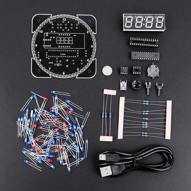 Réglage de la Température de l'Horloge Réglé par Minute Commande de la Lumière Rotation Numérique Led Électronique Température Horloge Kit Suite W / Usb Câble Vert