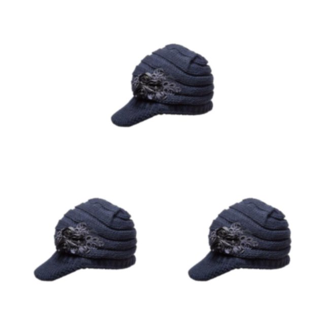 kurtrusly Ears Warm And Stylish Knitted Wool Cap For Cold Weather Acrylic Fiber Matreial dark grey 3Set