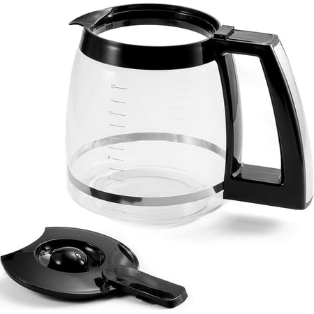 12-Cup Replacement Glass Carafe Compatible with Cuisinart Coffee Maker, 12 Cup Pot for Cuisinart, Models DCC-1100BK, DCC-1200PRC, DCC-2650, DGB500BK