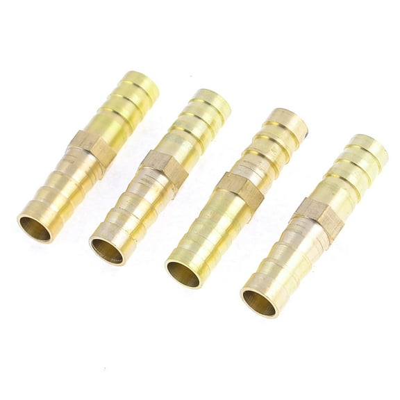 Unique Bargains 4 Pcs Brass Barb Straight Hose Repair Parts Joiner for Water Gas