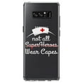 thumbnail image 1 of DistinctInk Clear Shockproof Hybrid Case for Samsung Galaxy Note 8 - TPU Bumper Acrylic Back Tempered Glass Screen Protector - Nurse - Not All Super Heroes Wear Capes, 1 of 5
