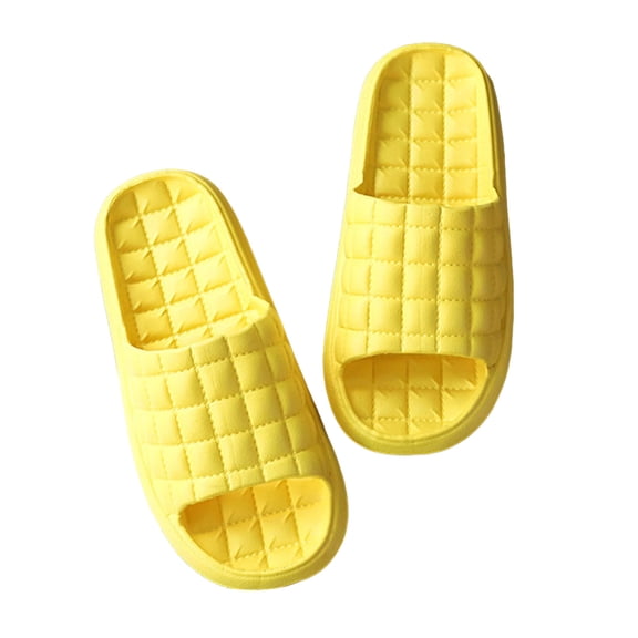 HNMKIU Cozy Slippers Summer Solid Color Slides for Women Men Indoor Bathroom Hotel Soft Sole Couples Casual Breathable Womens Shoes Yellow,6.5