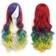 thumbnail image 3 of KAWELL Long Multi-colored Cosplay Wig, Mermaid Fashion Curly Wig, Anime Heat Resistant Spiral Costume Natural Wigs 80cm Hair (Multi Color, 32"), 3 of 4
