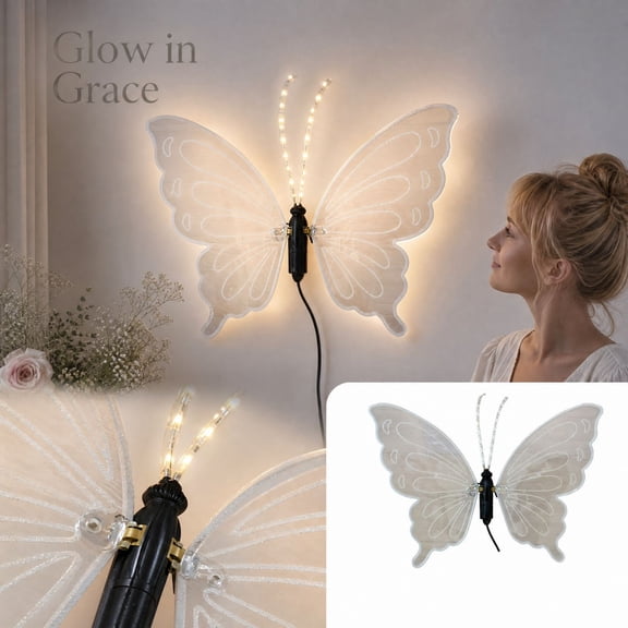 LED Butterfly Atmosphere Light, Solar Powered Waterproof Flashing Hanging for Outdoor Courtyard Tree Landscape Decorative Lighting White