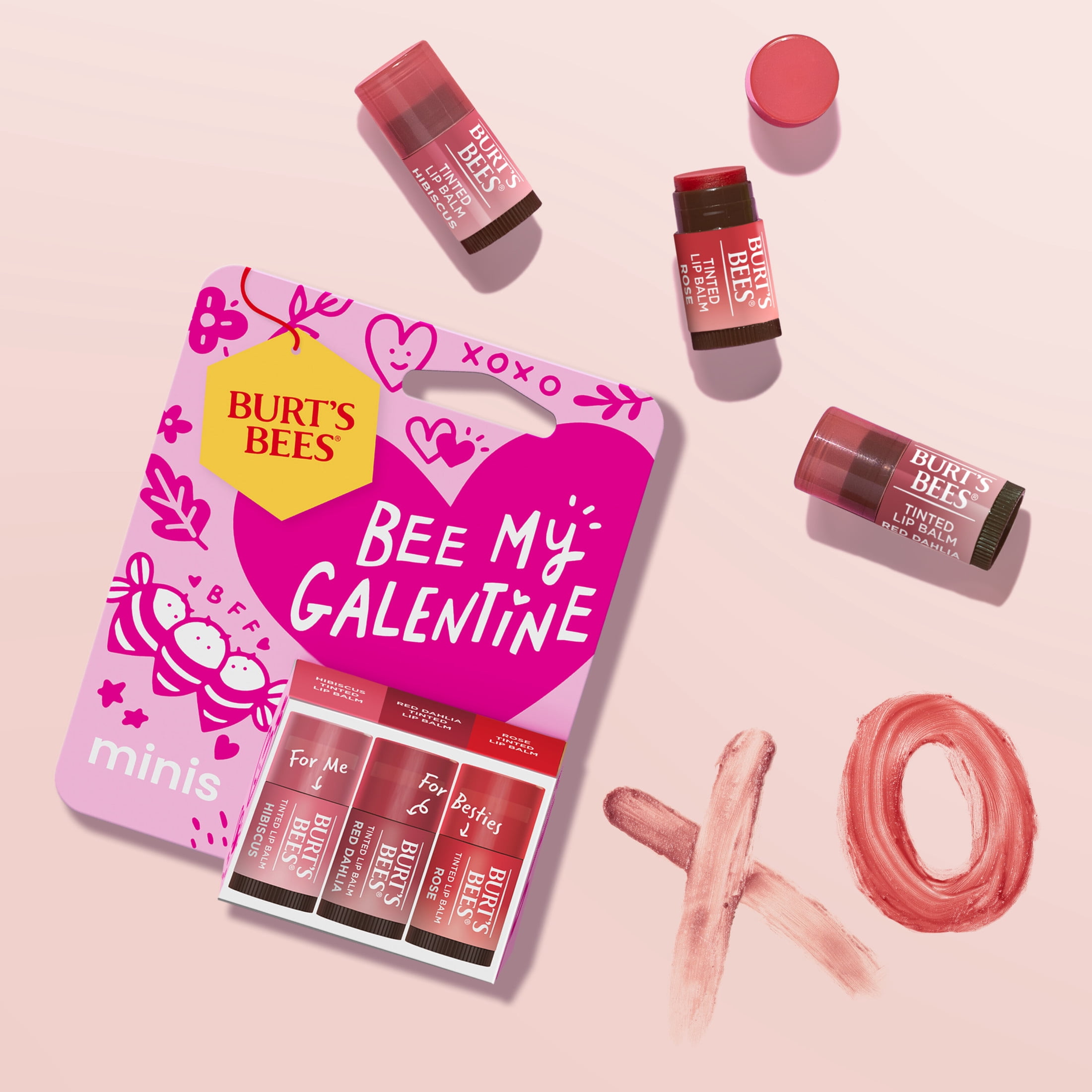 Burts Bees Bee My Galentine Minis Tinted Lip Balm Gift Set, 3-Pack, 0.049 oz.