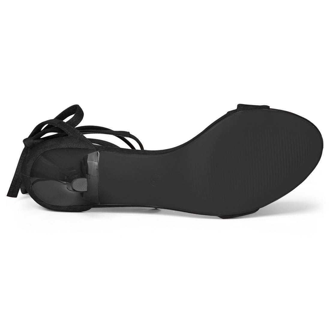 DARING DIVA Women's Casual Stylish Lace Up Black Sandals with Kitten Heel Black 7.5