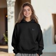 thumbnail image 4 of Dalix Butterfly Embroidery Relaxed Hoodie Soft Fleece Sweatshirt Fit Lounge Womens in Black XS X-Small, 4 of 5