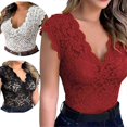 thumbnail image 2 of Sleeveless Tanks Summer V-neck Hollow Out Tight Solid Color Lace Outdoor Tops, 2 of 5