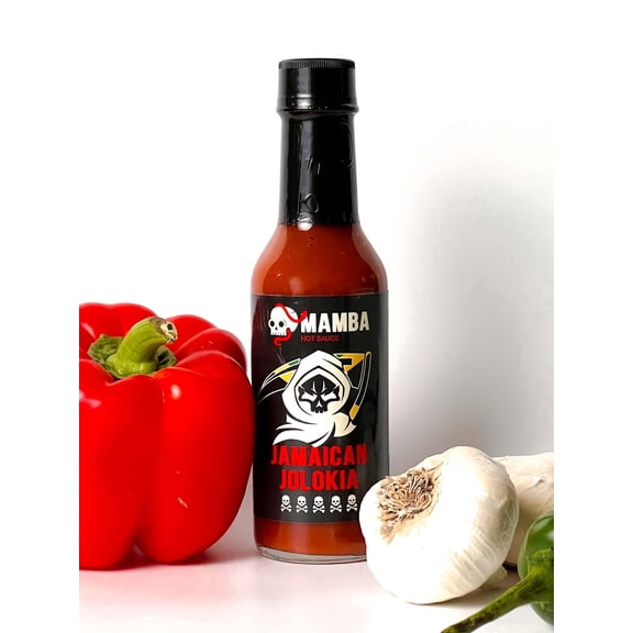 MAMBA Jamaican Jolokia Hot Sauce, Habanero, Cayenne & Jolokia Pepper Blend with Sweet Tropical Flavor, Spicy Condiment for Grilled Meats, Fish, Tacos & Rice Dishes
