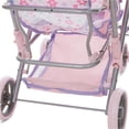 thumbnail image 4 of Dolls To Play Twin Baby Doll Stroller | Double Buggy Carriage with 27" Adjustable Handle, Swivel Wheels, Storage Basket & Diaper Bag, Pink, 4 of 5
