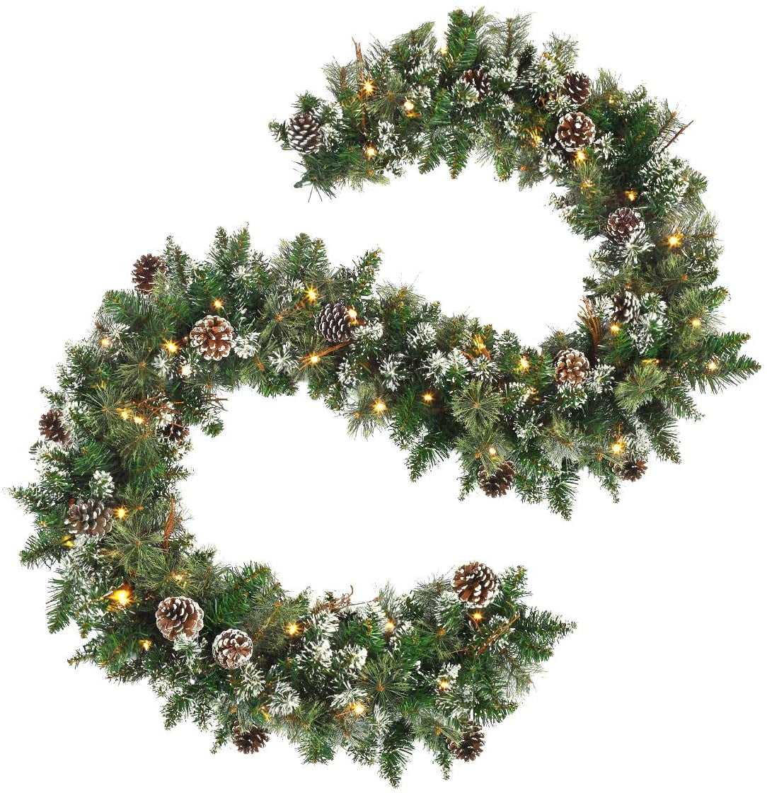 Christmas Room Decoration Artificial 9ft Garlands 180 Tips Snowy 