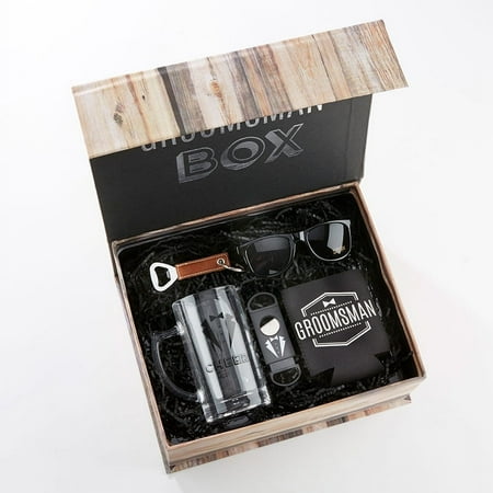 Kate Aspen Groomsman Kit Grooms Gift Set, Black, White and Brown, Perfect Wedding Favor - 2 Sets