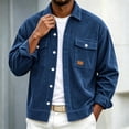 thumbnail image 5 of Men's Corduroy Shirt Jacket Casual Button Down Long Sleeve Shacket Outerwear Heavyweight Flannel Fall Coats with Chest Pockets Loose Fit Vintage Over-Shirt Top, 5 of 7