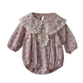 thumbnail image 1 of Summer Rompers For Girls Long Sleeve Floral Lace Spring Ruffles Romper Dress Pink Infant To Big Kid 18-24M, 1 of 4