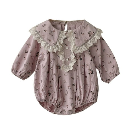 

Toddler Girl Clothes Longleeve Floral Lacepring Autumn Romper Bodysuit Clothes