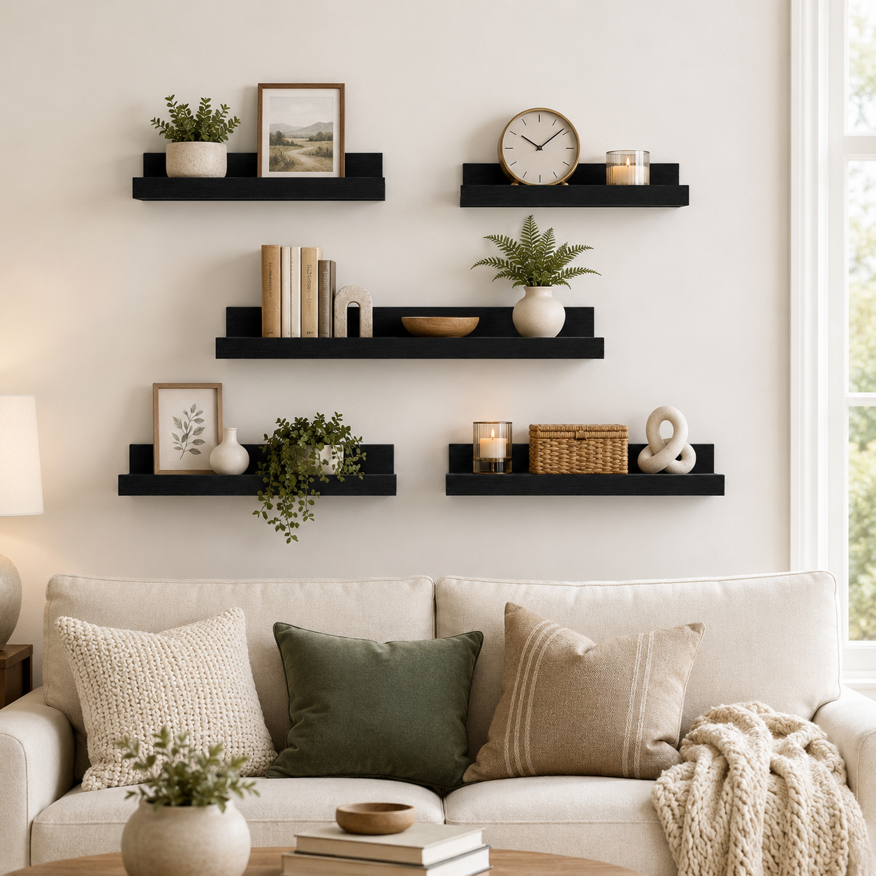 KAIWIN Floating Shelves Set of 5, Black photo 5