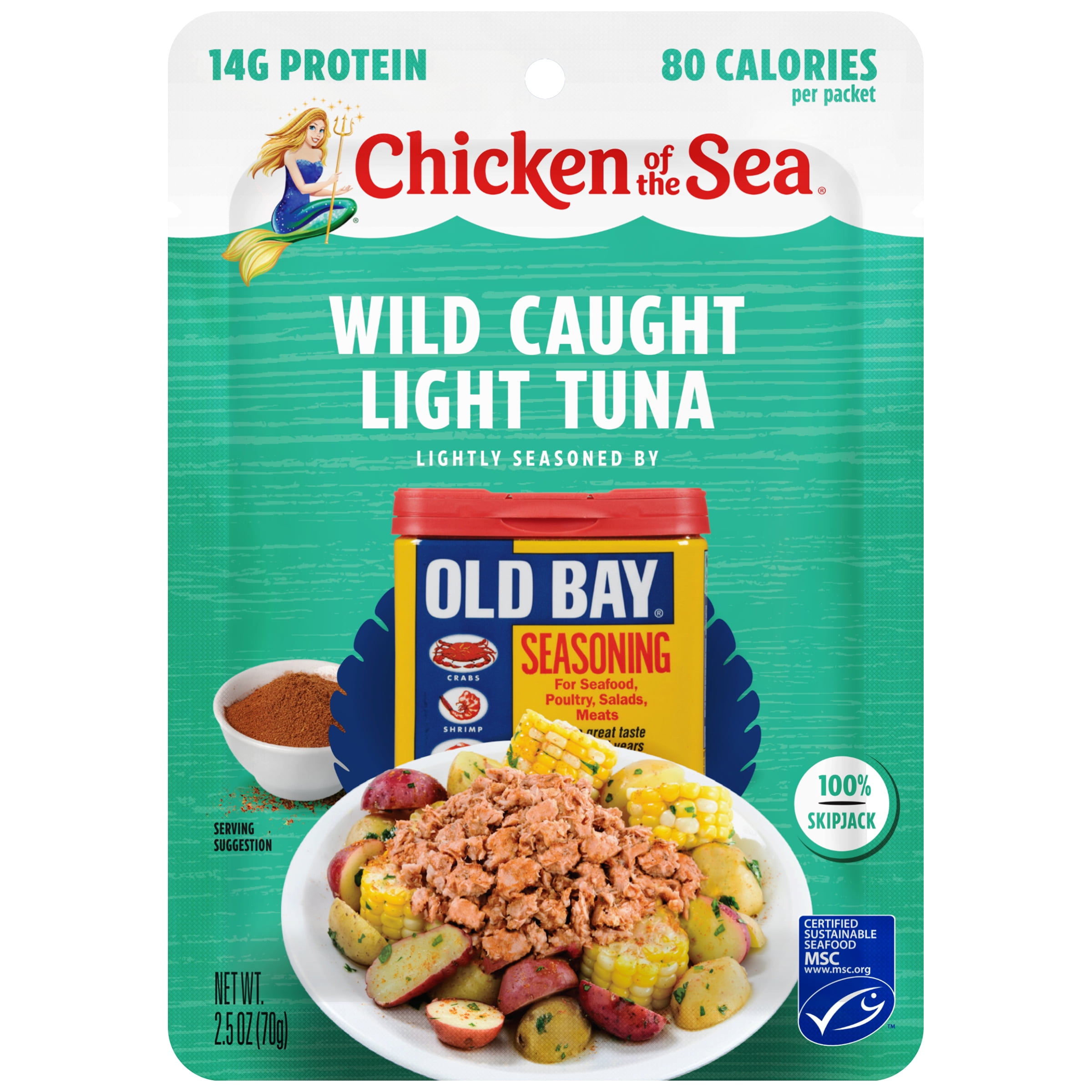 (12 pack) Chicken of the Sea Wild Caught Light Tuna Packet, OLD BAY® Seasoning 2.5 oz