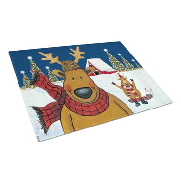Caroline's Treasures The Tree Famers Reindeer Christmas Glass Cutting Board Large