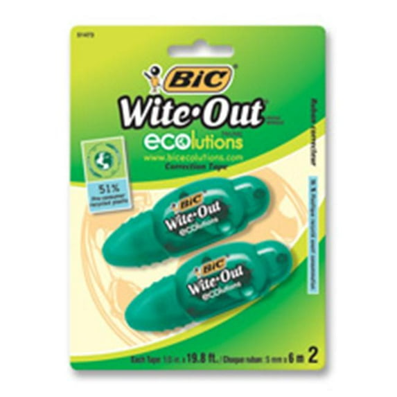 Bic Corporation BICWOETP21 Mini Correction Tape- Single Line- .2in.x19.8ft.- Green
