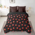 thumbnail image 2 of Manfei Cute Strawberry 7-Piece Bedding Comforter Set,Polka Dot King Bedding Sets,Red Black Bed Sheets For Girls,Ultra Soft Home Decor Reversible, 2 of 8