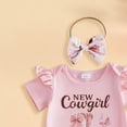 thumbnail image 4 of UngA Western Baby Girl Summer Outfit Short Sleeve New Cowgirl in Town Romper Boots Print Shorts Set Newborn Cowgirl Clothes 0-3 Months,Pink, 4 of 6