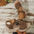 thumbnail image 6 of Women Shoes Wide Width Sandals for Women Faux Leather Peep Toe Platform Wedge Sandals Front Zipper Adjustable Hook Loop Back Strap Comfort Trendy Summer Casual Dress Sandals for Women Large Size, 6 of 10