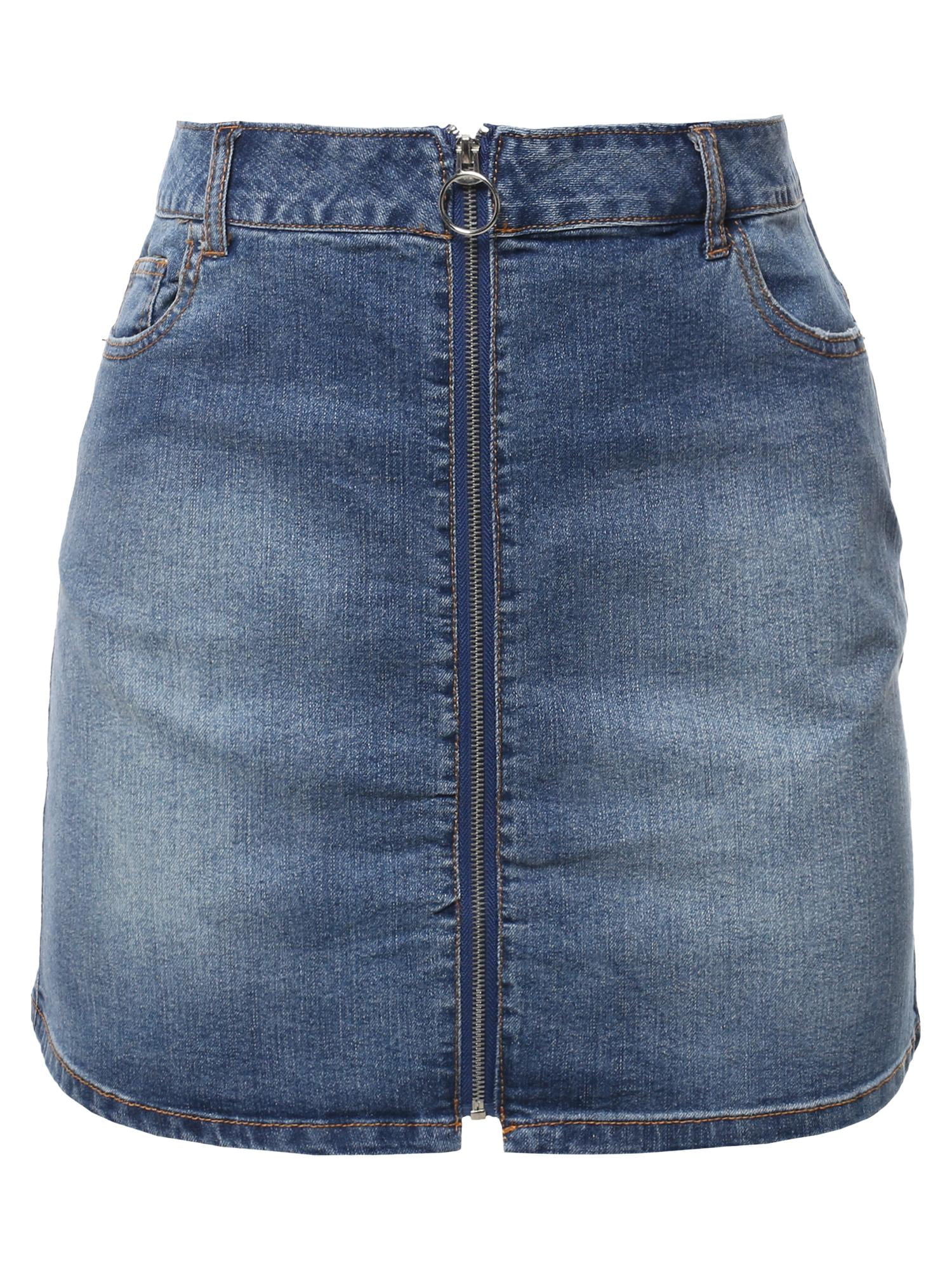 FashionOutfit FashionOutfit Women's Casual Exposed Front Zipper Denim